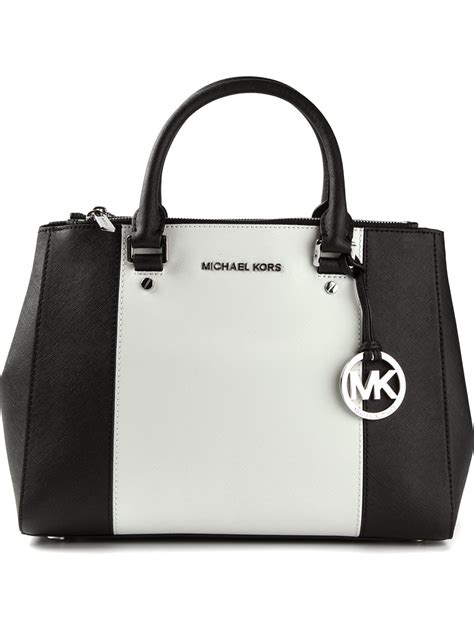 michael kors purses black and white|Michael Kors black shiny purse.